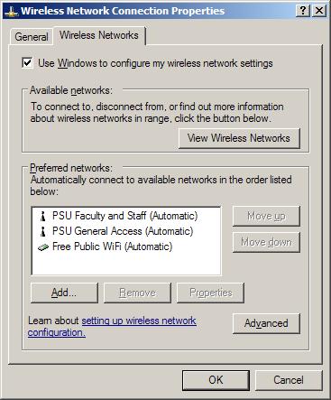 Make sure Windows is controlling your wireless adapter by checking the box